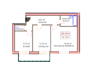 2-кімнатна 58.5 м² в ЖК Котляревського від 16 700 грн/м², Ужгород