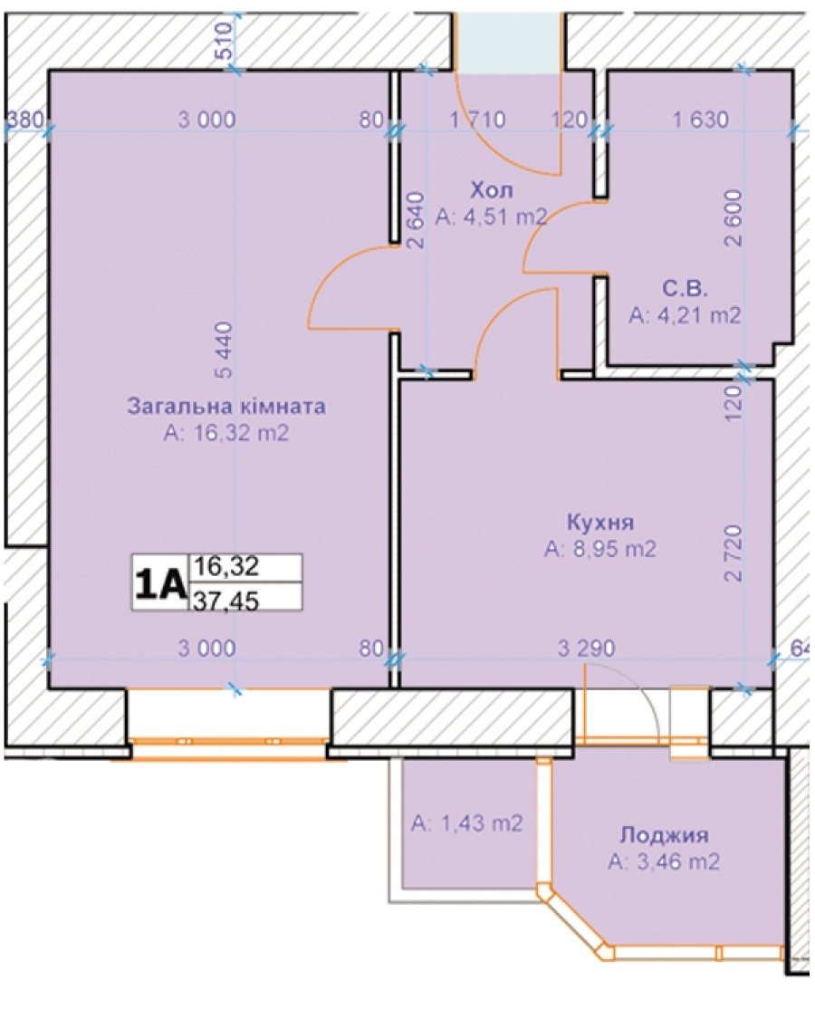 1-комнатная 37.45 м² в ЖК Квартал Буча от застройщика, г. Буча