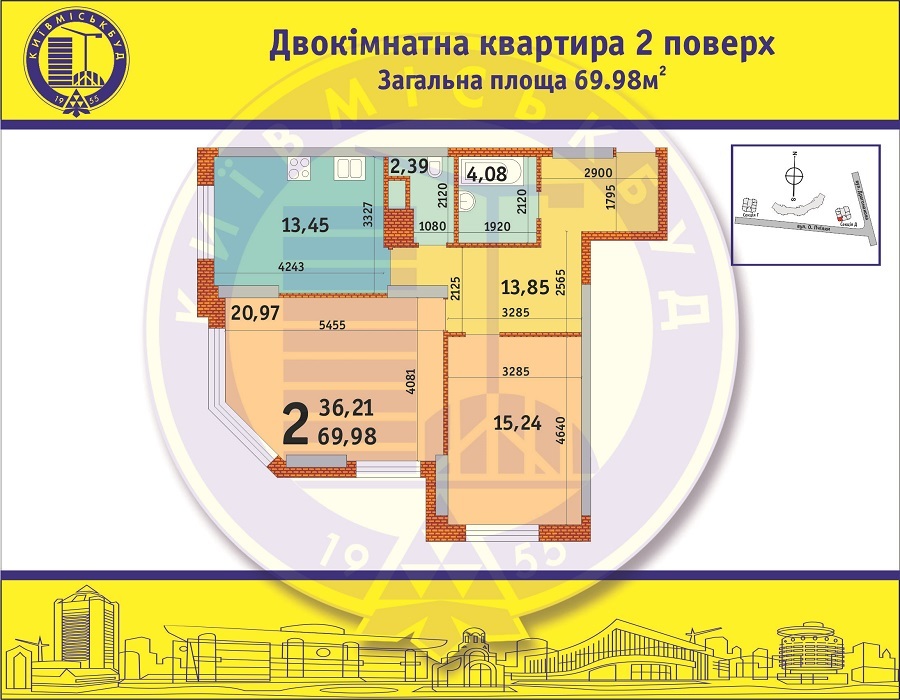 2-кімнатна 69.98 м² в ЖБ №1 (Позняки-2) від забудовника, Київ