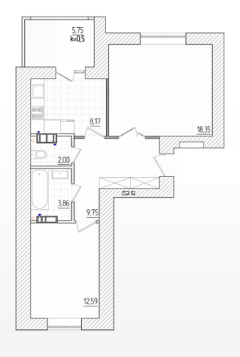 2-комнатная 57.6 м² в ЖК Акварели-2 от 14 000 грн/м², г. Вишневое