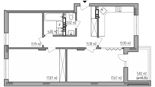 3-кімнатна 83.87 м² в ЖК Акварелі-2 від 13 500 грн/м², м. Вишневе