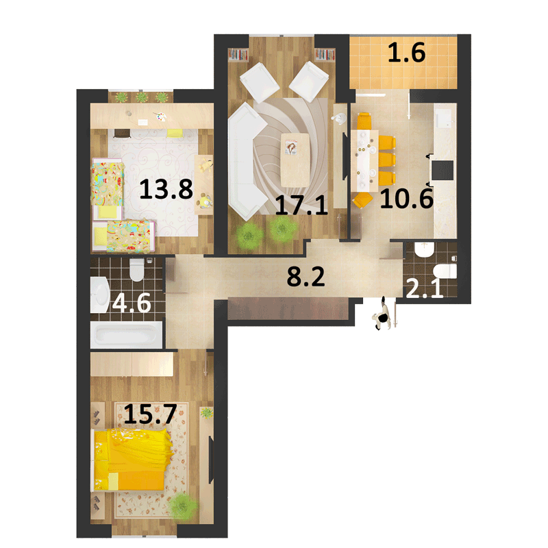 3-кімнатна 78 м² в ЖК Столичний від забудовника, м. Васильків