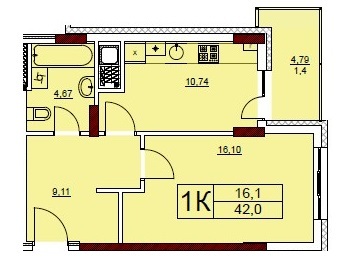 1-кімнатна 42 м² в ЖК Велика Британія від забудовника, Львів