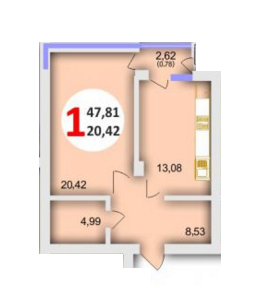 1-комнатная 47.81 м² в ЖК Эко-дом на Стуса от застройщика, Львов