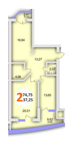 2-комнатная 74.75 м² в ЖК Эко-дом на Стуса от застройщика, Львов