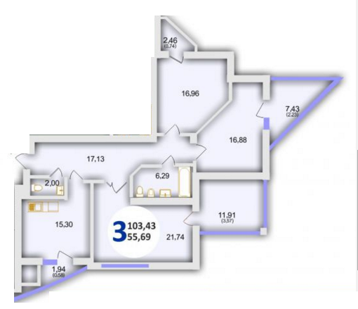 3-комнатная 103.43 м² в ЖК Эко-дом на Стуса от 21 000 грн/м², Львов
