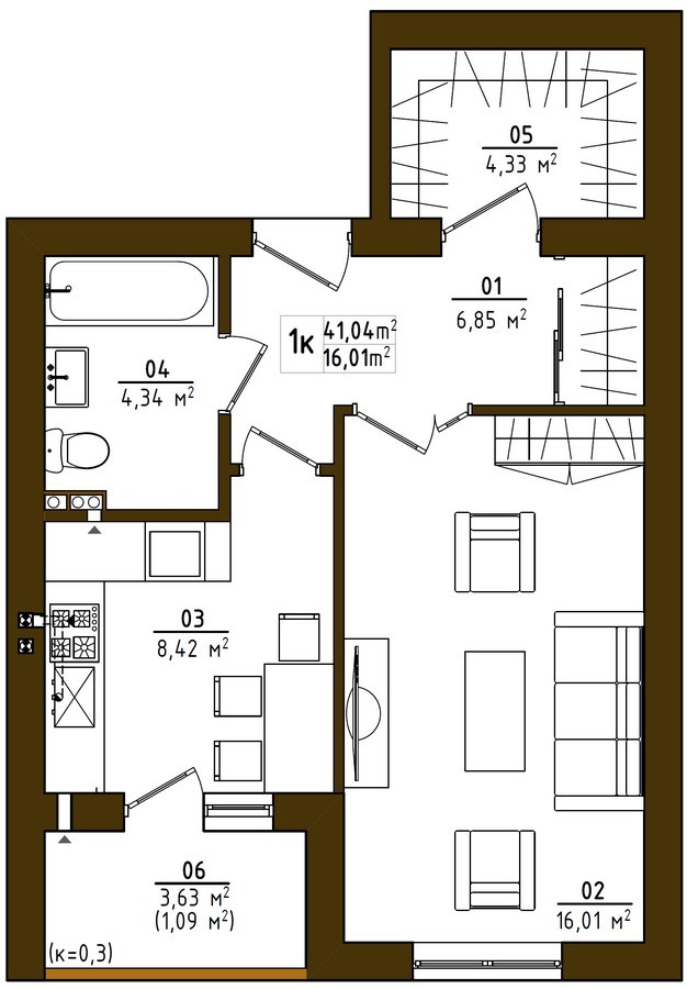 1-комнатная 41.04 м² в ЖК Desna residence от 15 700 грн/м², с. Зазимье