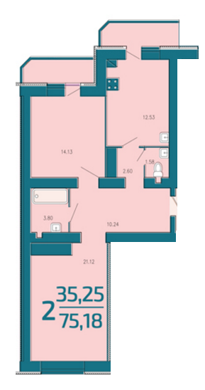 2-кімнатна 75.18 м² в ЖК Lakeberry від 12 000 грн/м², Хмельницький