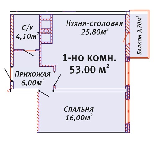 1-комнатная 53 м² в ЖК Альтаир от застройщика, Одесса