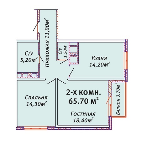 2-комнатная 65.7 м² в ЖК Альтаир от застройщика, Одесса