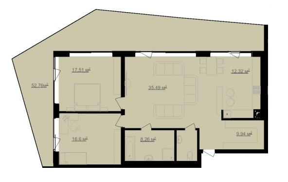 3-комнатная 103.62 м² в ЖК Avalon Lux от застройщика, Львов