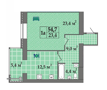 1-комнатная 54.6 м² в ЖК Счастливый от 15 000 грн/м², Днепр