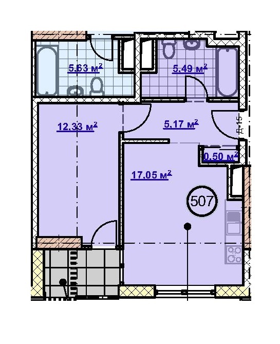 1-кімнатна 44.01 м² в ЖК Новодворянський від забудовника, Дніпро