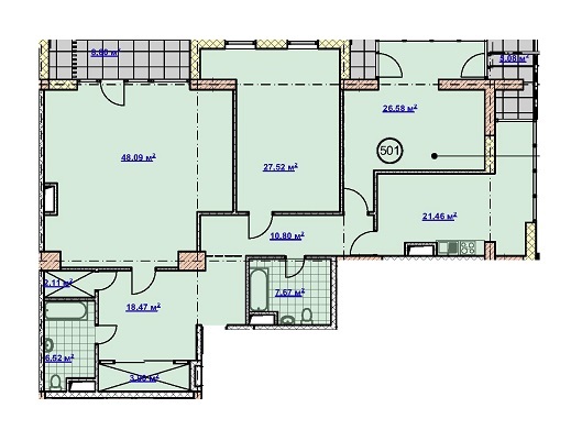 3-комнатная 186.29 м² в ЖК Новодворянский от застройщика, Днепр