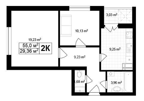 2-комнатная 54.81 м² в ЖК Irpin City от застройщика, г. Ирпень