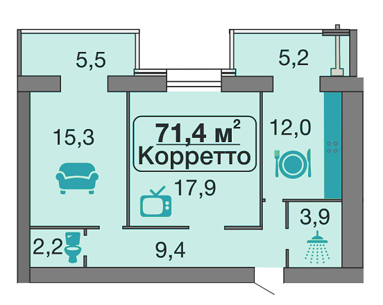 2-комнатная 71.4 м² в ЖК Днепровская Брама от 10 900 грн/м², пгт Слобожанское