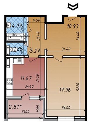 1-кімнатна 54.08 м² в ЖК Акцент від забудовника, Київ