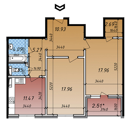 2-кімнатна 74.73 м² в ЖК Акцент від забудовника, Київ