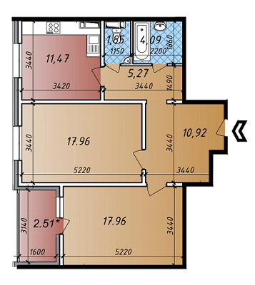 2-комнатная 72.03 м² в ЖК Акцент от застройщика, Киев