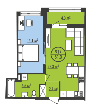 1-кімнатна 51 м² в ЖК Парус Park від забудовника, Львів