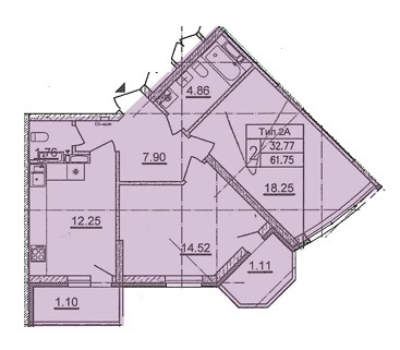 2-кімнатна 61.75 м² в ЖБ просп. Відрадний, 2 (просп. Комарова, 1) від 22 500 грн/м², Київ