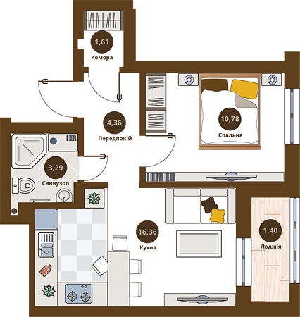 1-кімнатна 37.81 м² в ЖК Пасічний від 22 900 грн/м², Львів