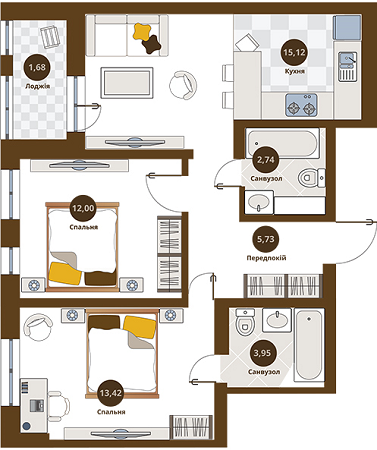 2-комнатная 54.64 м² в ЖК Пасечный от 18 800 грн/м², Львов