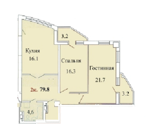 2-кімнатна 79.8 м² в ЖК Одісей від 16 000 грн/м², Одеса