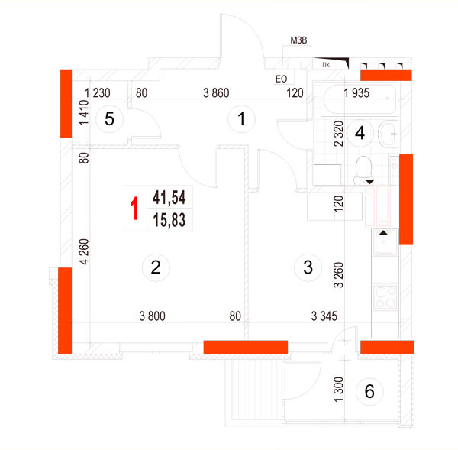 1-комнатная 41.54 м² в ЖК Берегиня от 17 500 грн/м², г. Вышгород