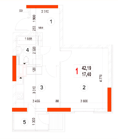 1-кімнатна 42.19 м² в ЖК Берегиня від 17 500 грн/м², м. Вишгород