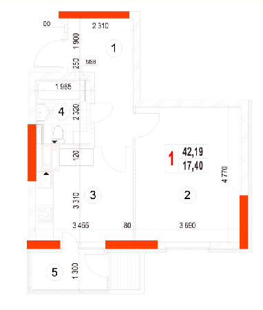 1-комнатная 42.19 м² в ЖК Берегиня от 17 500 грн/м², г. Вышгород