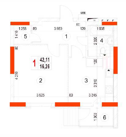 1-кімнатна 42.11 м² в ЖК Берегиня від 17 500 грн/м², м. Вишгород