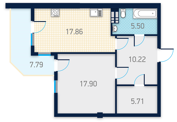 1-комнатная 59.52 м² в КД Spas Sky от 49 500 грн/м², Киев