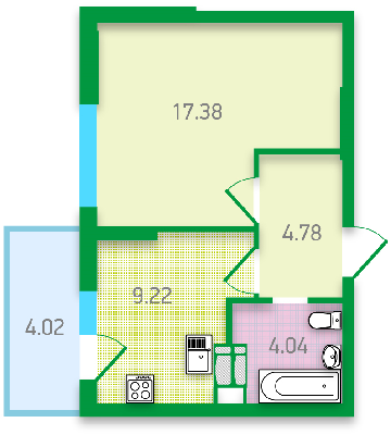 1-комнатная 39.44 м² в ЖК FREEDOM от застройщика, Киев