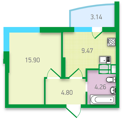 1-кімнатна 37.57 м² в ЖК FREEDOM від забудовника, Київ