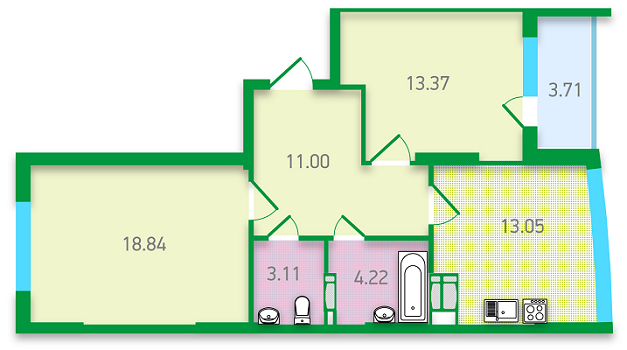 2-комнатная 67.3 м² в ЖК FREEDOM от 22 500 грн/м², Киев