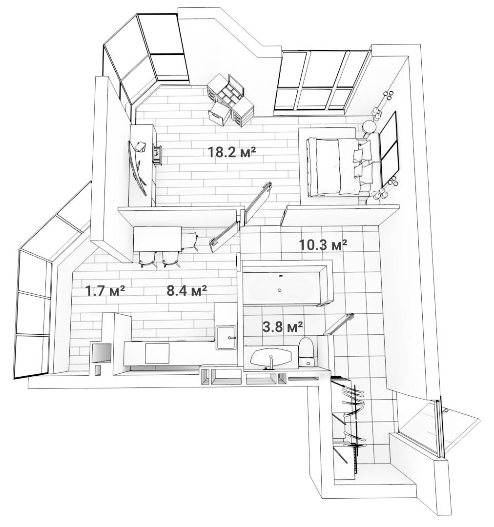 1-кімнатна 42.1 м² в ЖК Сяйво 2 від 20 000 грн/м², м. Ірпінь