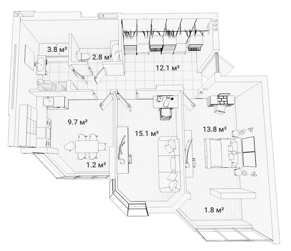 2-комнатная 60.1 м² в ЖК Сяйво 2 от 19 000 грн/м², г. Ирпень