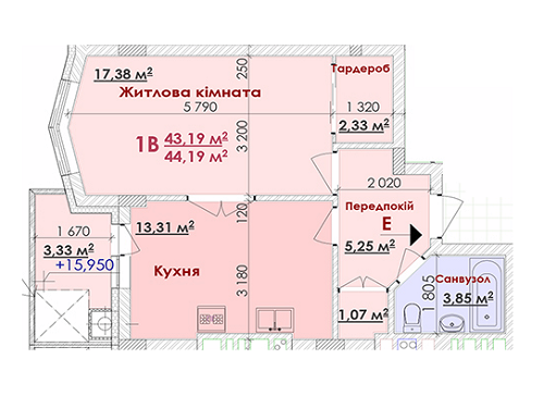 1-комнатная 44.19 м² в ЖК Веселка от застройщика, Львов
