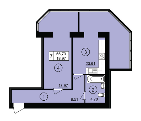 1-кімнатна 56.79 м² в ЖК Ювілейний від забудовника, м. Кривий ріг