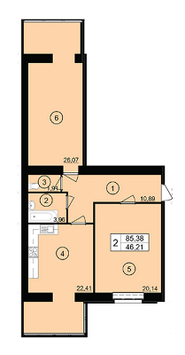 2-комнатная 85.38 м² в ЖК Юбилейный от застройщика, г. Кривой рог
