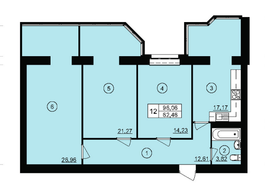 3-кімнатна 96.06 м² в ЖК Ювілейний від забудовника, м. Кривий ріг