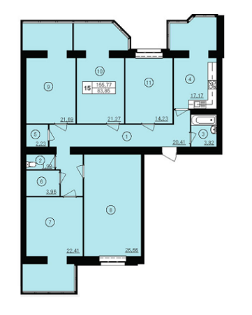 5+ кімнат 155.77 м² в ЖК Ювілейний від 12 300 грн/м², м. Кривий ріг