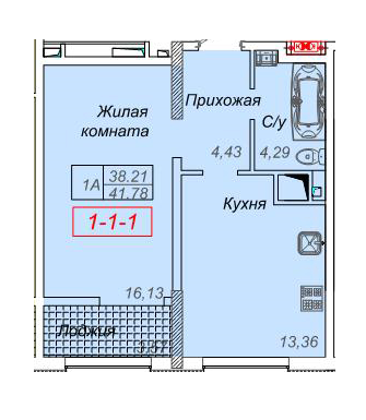 1-кімнатна 41.78 м² в ЖК Тридцять п`ята перлина від забудовника, Одеса
