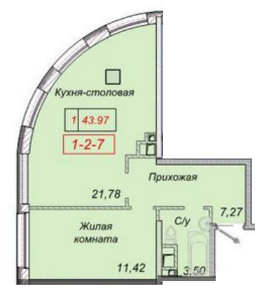 1-комнатная 43.97 м² в ЖК Тридцать пятая жемчужина от застройщика, Одесса