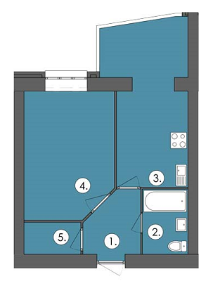 1-комнатная 42.97 м² в ЖК Парус от 16 300 грн/м², г. Черноморск