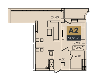 2-кімнатна 54.8 м² в КБ Graf від 46 160 грн/м², Одеса