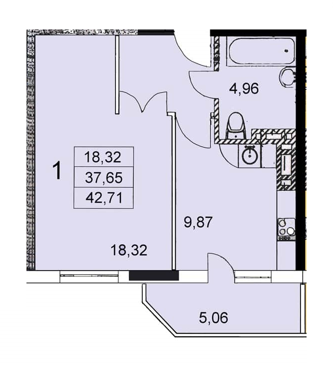 1-кімнатна 42.71 м² в ЖК Вільямса від 15 500 грн/м², Одеса