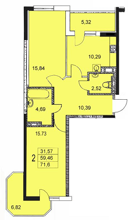 2-комнатная 71.6 м² в ЖК Вильямса от 14 500 грн/м², Одесса