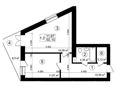 1-комнатная 50.4 м² в ЖК Казацкий Гай от 18 950 грн/м², Киев